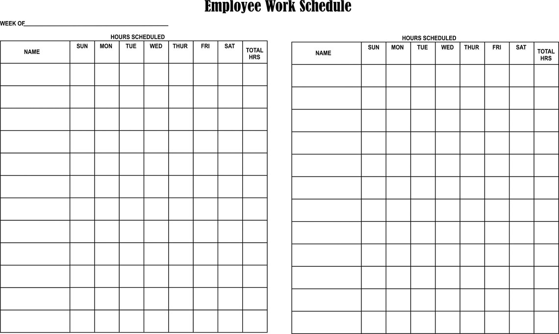 Employee Bi-weekly Time Sheet 8.5x14, 11x17 Digital Download PDF ...