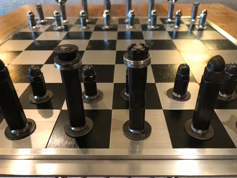 Large Aluminum Chess Board with Round and Square Steel Etsy