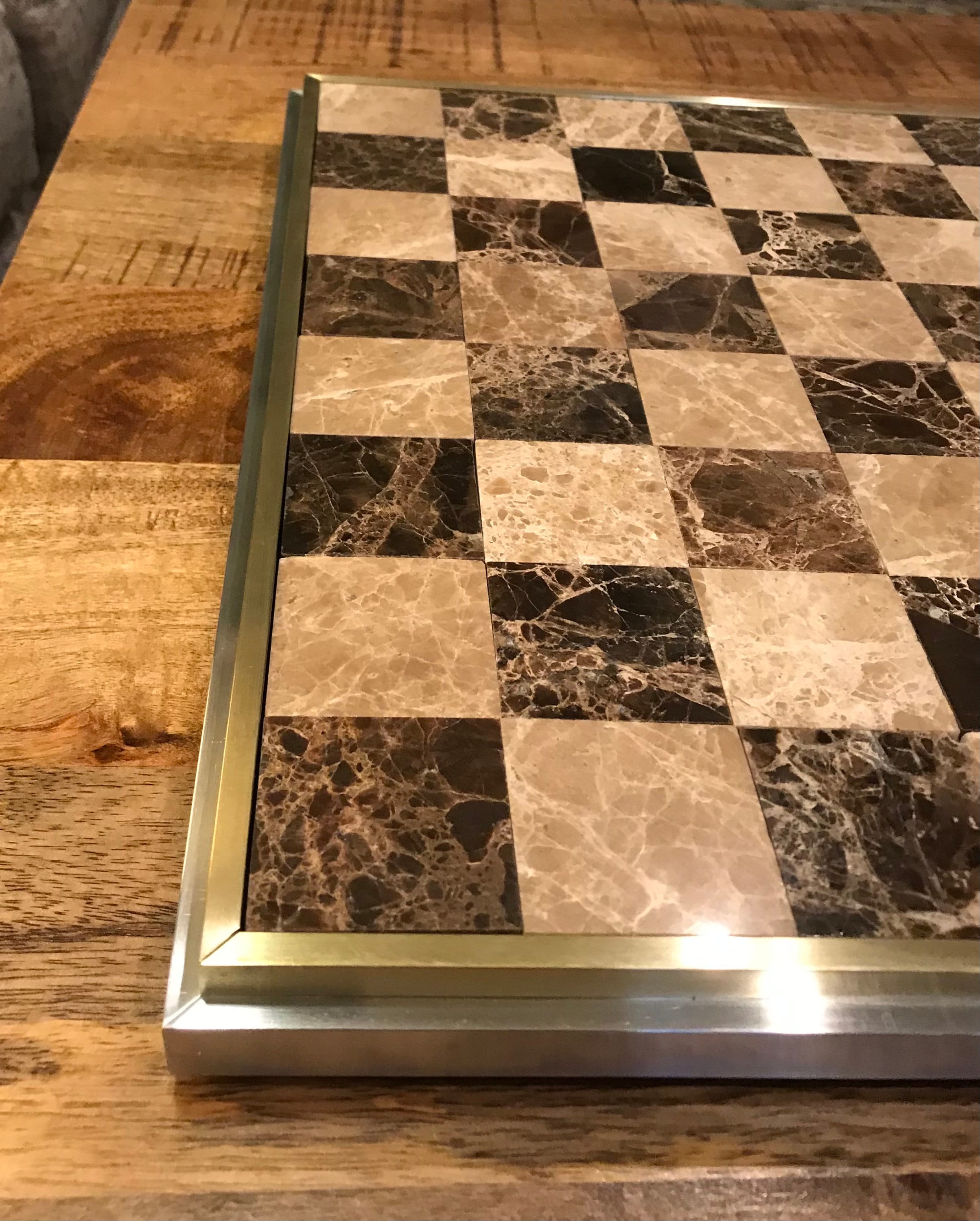 Light and Dark Emperador Marble Chess / Checkers Board With - Etsy Canada