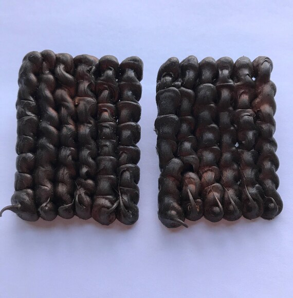 Brown Iridescent Rectangle Textured earrings -014 - image 3