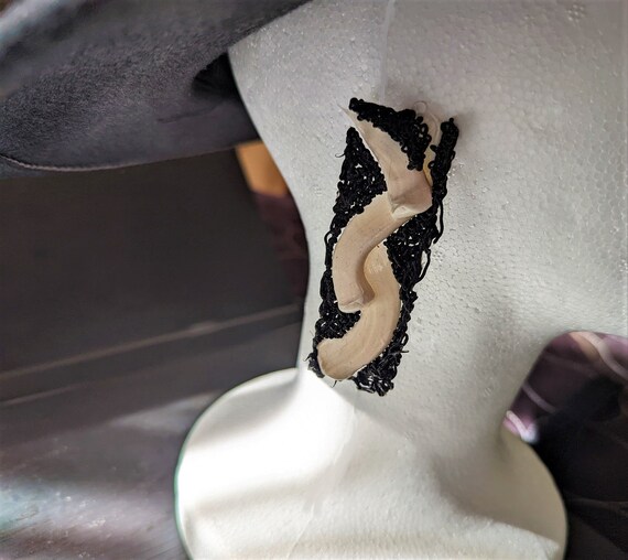 Black and White Abstract Rectangle Post Earrings … - image 3