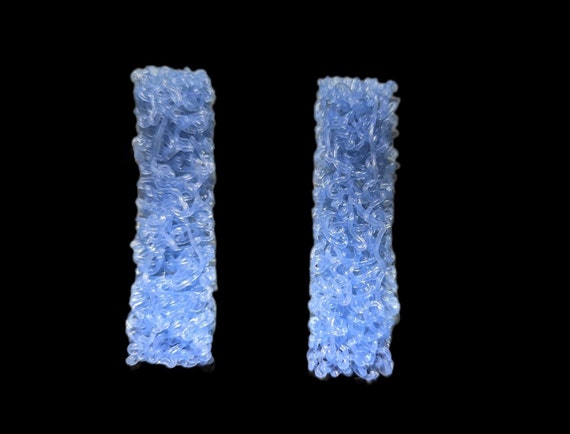 Long Light Blue Iridescent Rectangle Post Earring… - image 2