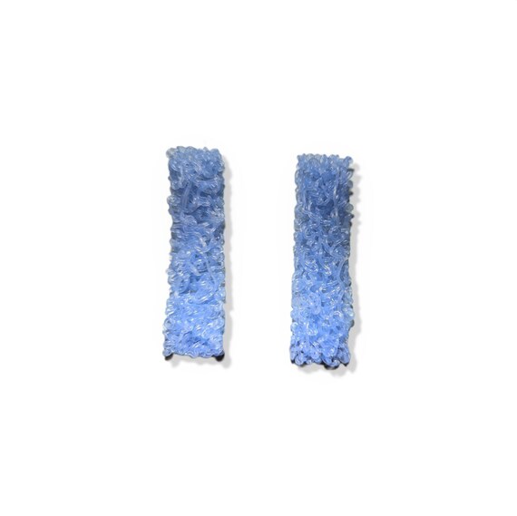 Long Light Blue Iridescent Rectangle Post Earring… - image 1