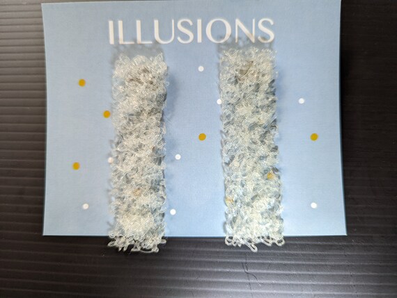 Long White Iridescent Rectangle Post Earrings -022 - image 1