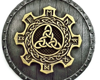 Viking Decor Triquetra Norse Runes Celtic Wall Art Pagan Art Viking Shield Norse Pagan Decor Gift Sculpture Art Collectibles Kromasol Com