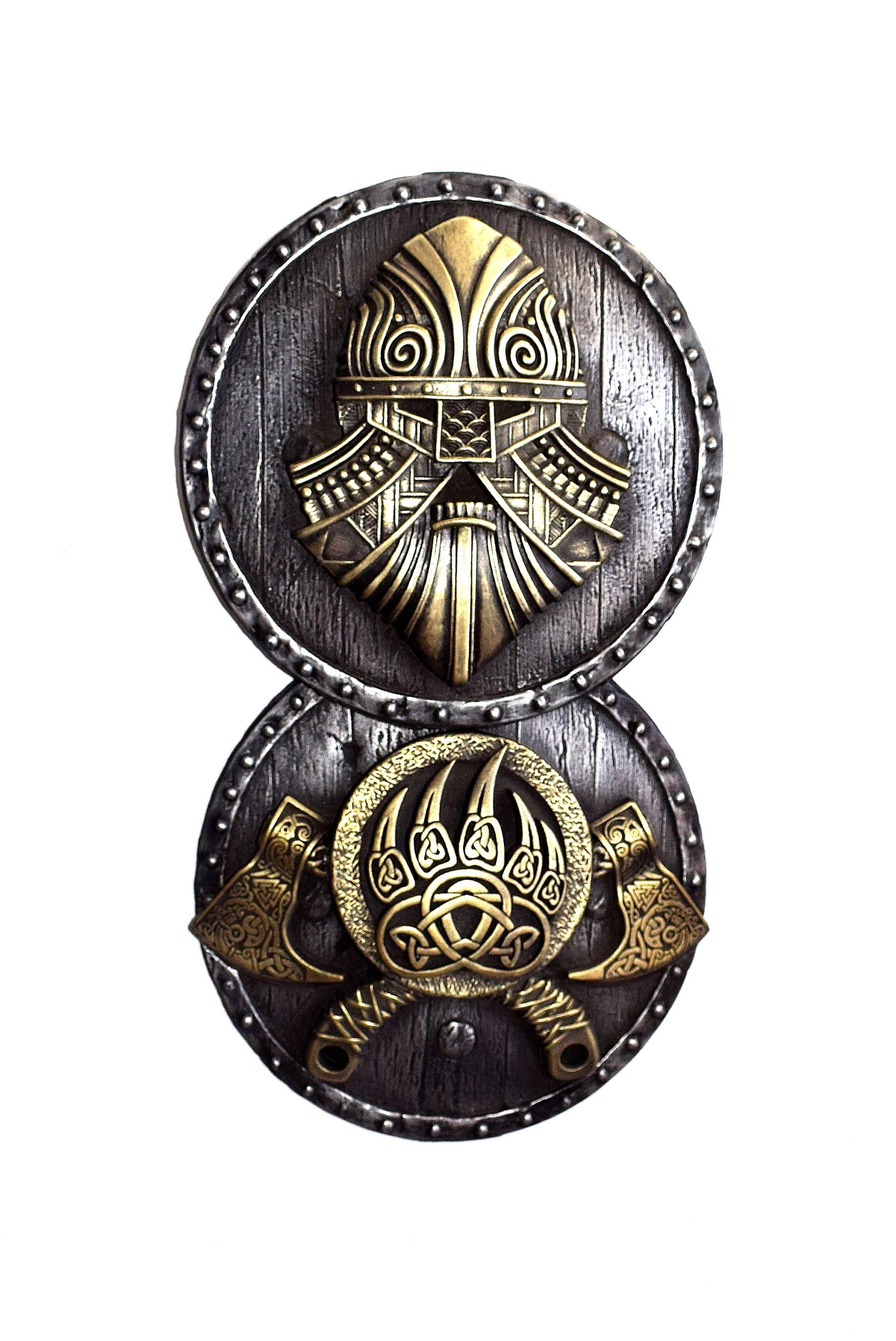 Viking Norse Axes on the Shield Iron Wall Sculpture Home Room Decor Gift