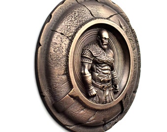 Spartan warrior on shield wall decor Kratos god of war greek mythology wall art 