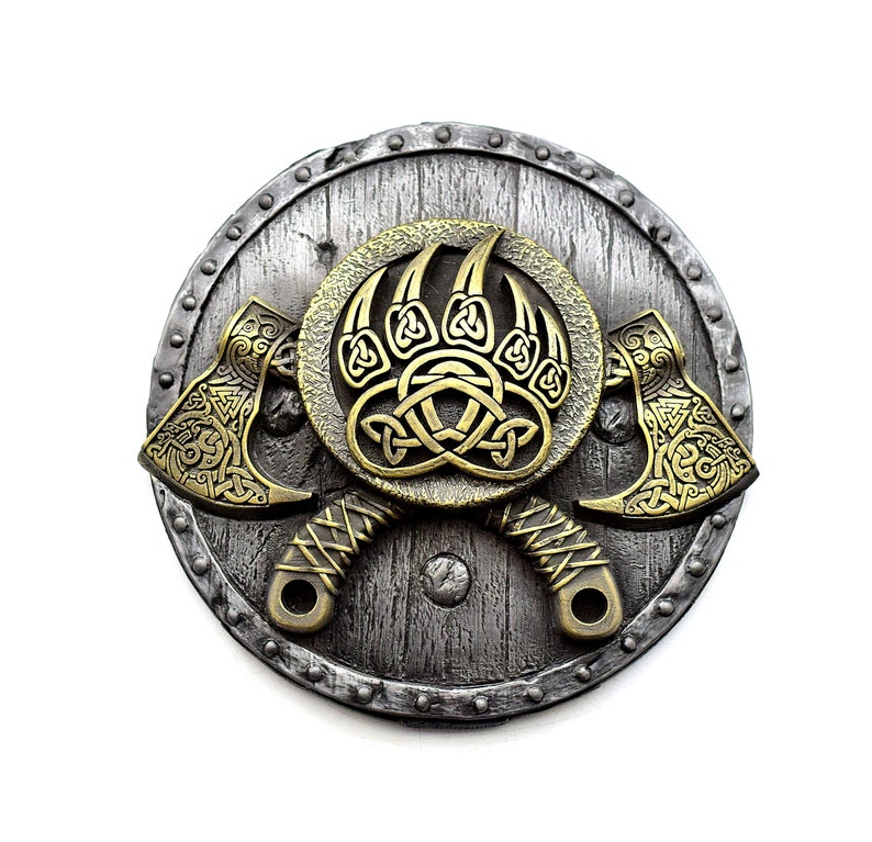 Norse Wall Art Viking Axe on Shield Pagan Decor Bearded Axe Etsy
