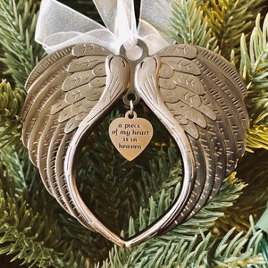 Christmas Ornaments Angel Wings A Piece of My Heart Is In Heaven Memorial Ornament.
