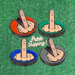 4 Pack Golf Ball Marker Bundle- Working Middle Finger - Various Colors - Magnetic Hat Clip - Identifies Your Marker - Great Gift!