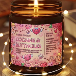 Kokain- och buttholesljus, sött rosa svordomsljus i burk, rolig nyhet, alla hjärtans dag-present bild 1