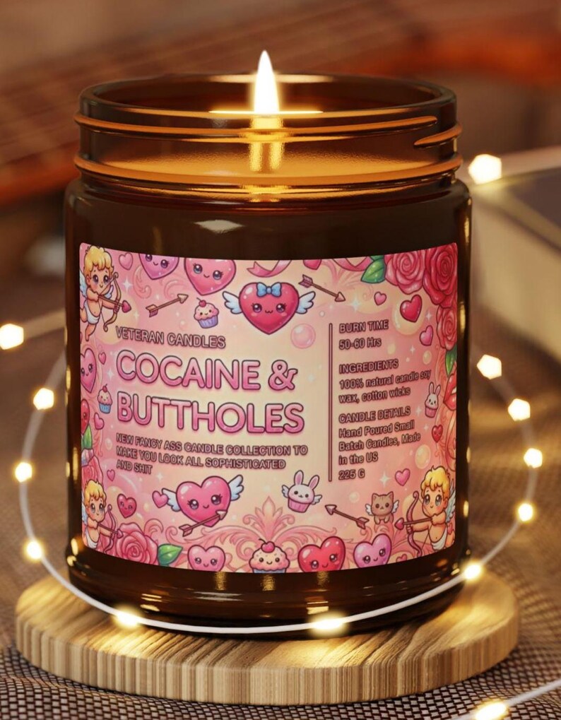 Kokain- och buttholesljus, sött rosa svordomsljus i burk, rolig nyhet, alla hjärtans dag-present bild 1