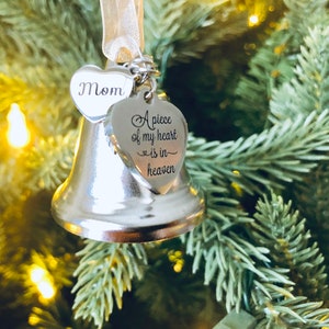 MOM A Piece of My Heart Bell CUSTOMIZABLE Memorial Christmas Ornaments ...