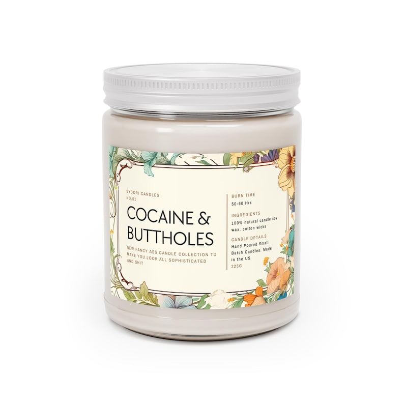 Funny Cocaine and Buttholes Fancy Ass Candle Collection - Scented Candles, 9oz, Candle Gift, Funny Candle image 1