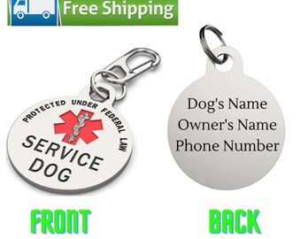 Free Shipping Tiny Engraved Service Dog Tag New