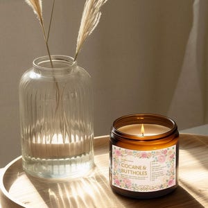 Kokain- och buttholesljus, roligt blommigt etikettljus i burk, respektlös vuxengåva med elegant estetik bild 4