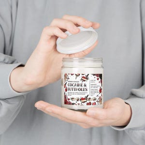 Bougie cocaïne et trous du cul, bougie de soja drôle 9 oz, cadeau bâillon, bougie humour adulte, Saint-Valentin, anniversaire, étiquette de coeur tatouage image 6