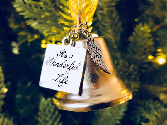 Memorial Gift Its A Wonderful Life Bell Ornament W// Ribbon Christmas Bell Ornament with Angel Wings Charm