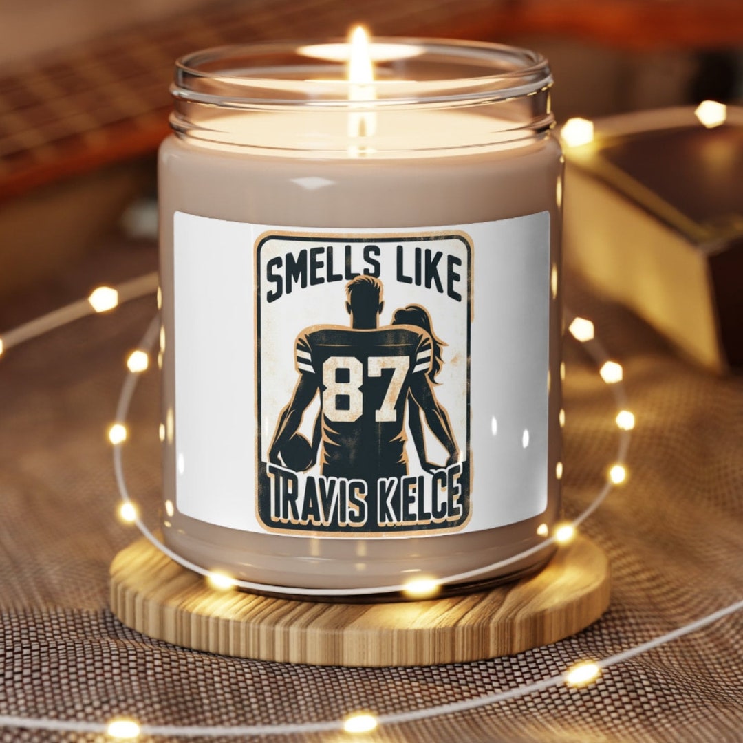 Smells Like Travis Kelce Candle, Football Swift Candle, KC Chiefs