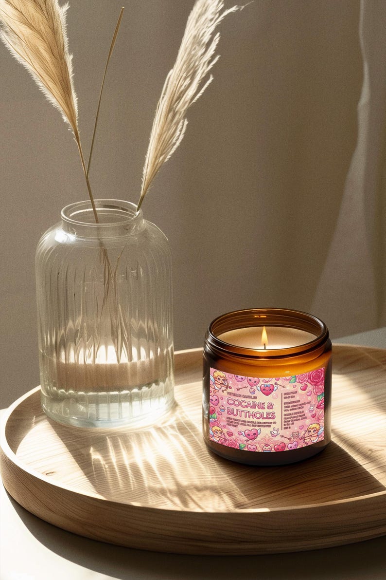 Kokain- och buttholesljus, sött rosa svordomsljus i burk, rolig nyhet, alla hjärtans dag-present bild 3