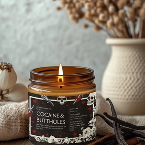 Kokain & Buttholes ljus rolig vuxen humor nyhet burk gåva gotisk hjärtskalle design bild 6