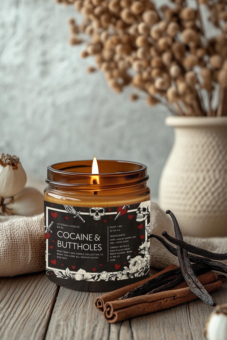 Kokain & Buttholes ljus rolig vuxen humor nyhet burk gåva gotisk hjärtskalle design bild 6