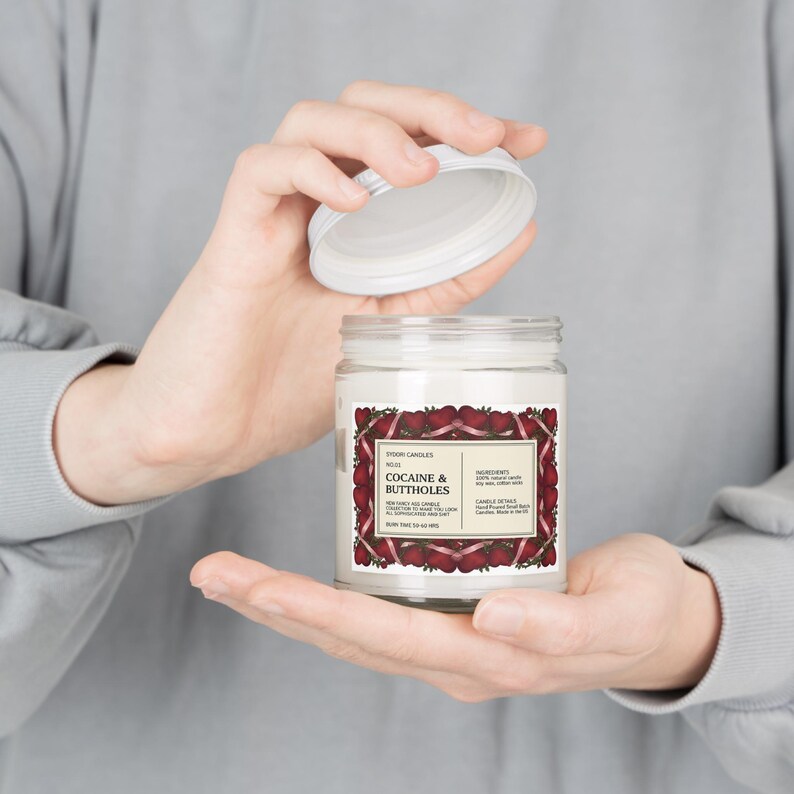 Vela de soja perfumada con cocaína y traseros, frasco de 9 oz con tapa blanca, regalo de San Valentín, vela Fancy Ass, duración de combustión de 50 a 60 horas imagen 9