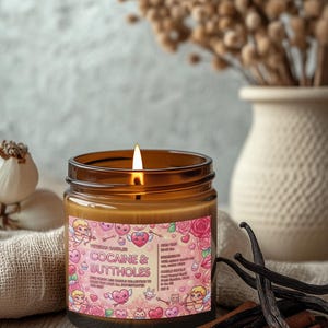 Kokain- och buttholesljus, sött rosa svordomsljus i burk, rolig nyhet, alla hjärtans dag-present bild 2