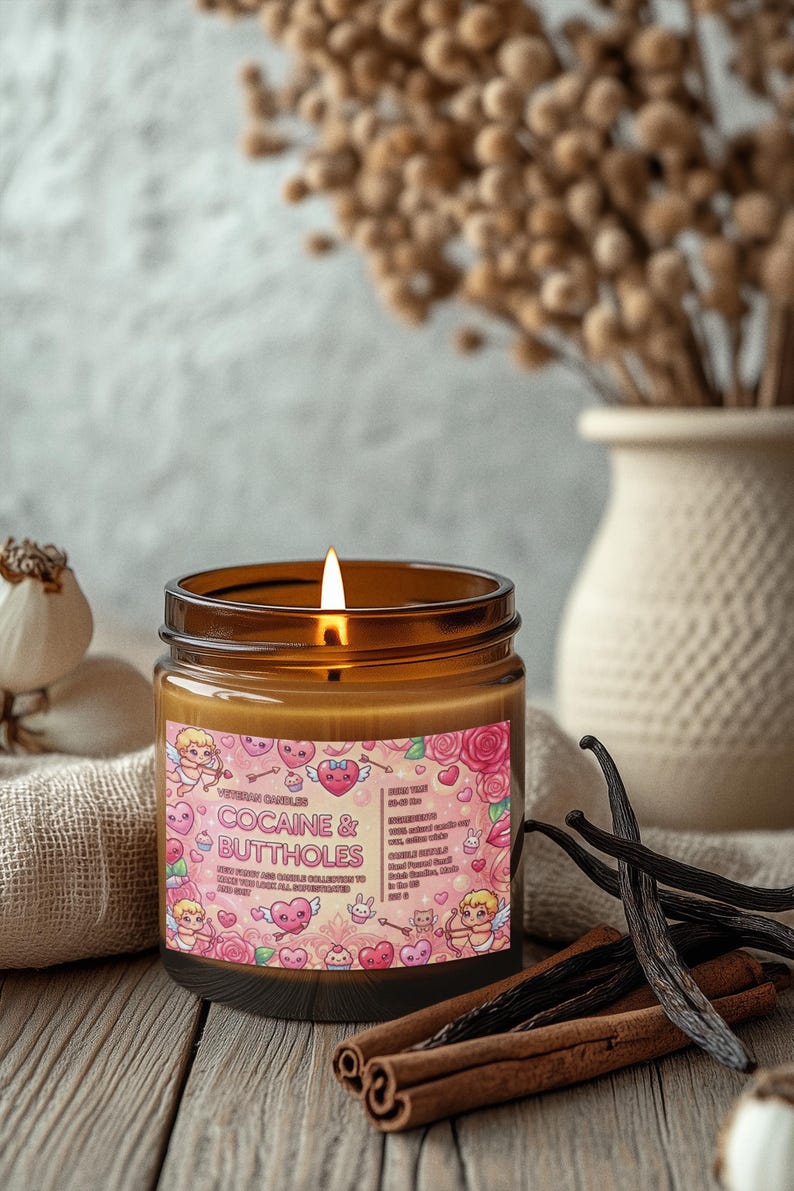 Kokain- och buttholesljus, sött rosa svordomsljus i burk, rolig nyhet, alla hjärtans dag-present bild 2