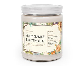 Funny VIDEO GAMES And BUTTHOLES - New Fancy Ass Candle Collection, Scented Candles, 9oz, Burning Time: 50-60 hours, Candle Gift, Funny Gift