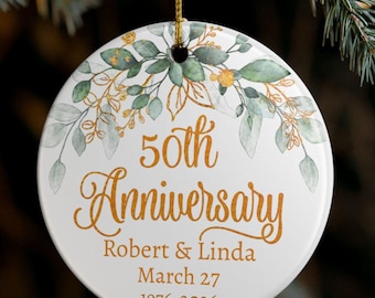 Adorno personalizado para el 50 aniversario, regalo de recuerdo floral de eucalipto para parejas.
