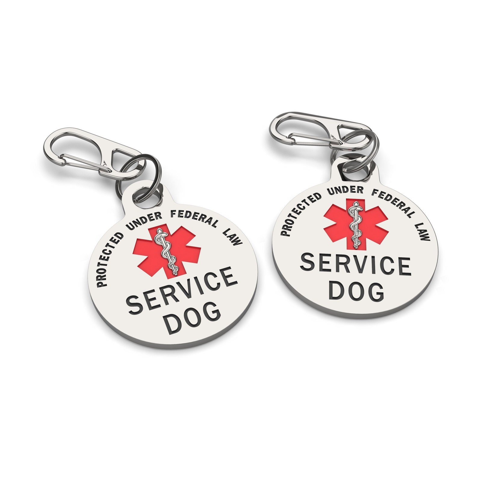 2 Pack Service Dog Tag Double Sided Federal Protection With Etsy