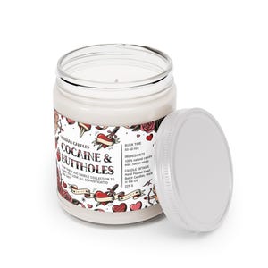 Bougie cocaïne et trous du cul, bougie de soja drôle 9 oz, cadeau bâillon, bougie humour adulte, Saint-Valentin, anniversaire, étiquette de coeur tatouage image 15