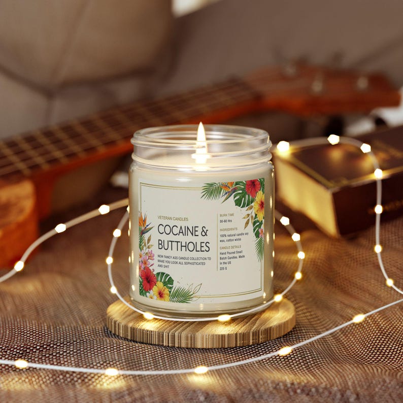 Cocaine & Buttholes Coconut Apricot Wax Candle 9oz, Valentine's Day Gift, Anniversary Gift, Friend Gag Gift, Adult Humor Candle image 4