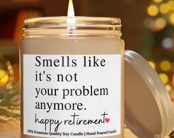 Vela perfumada de jubilación, regalo de jubilación, regalo para un amigo, aromaterapia relajante, regalo para compañeros de trabajo, decoración divertida de jubilación