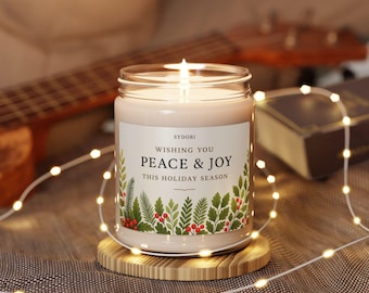 Peace & Joy Holiday Candle, 9oz Scented Soy Candle, Christmas Gift Candle, Clean Burn, Long-Lasting Cozy Home Decor, Winter Aromatherapy