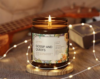 Funny GOSSIP AND QUEEFS - Fancy Ass Candle Collection, Scented Soy Candle, Amber Jar, Candle Gift, Funny Gift, Gift For Him, Home Decor