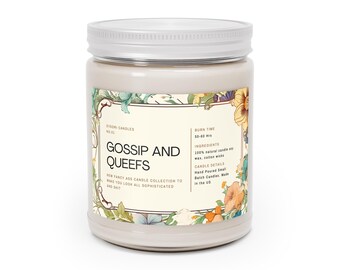 Funny GOSSIP AND QUEEFS - Fancy Ass Candle Collection, Scented Candles, 9oz, Funny Design, Adult humor quotes, Eco-friendly, Candle Gift