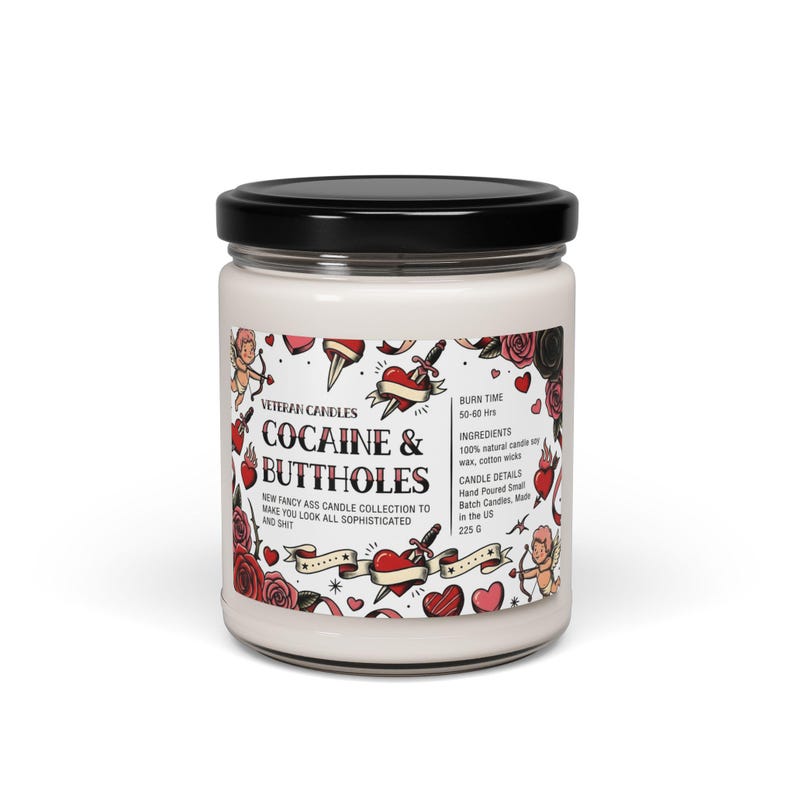 Cocaine & Buttholes Scented Soy Candle, 9oz | Novelty Party Candle, Anniversary Day Gift, Gag Gift for Friends, Valentine's Day Gift image 6