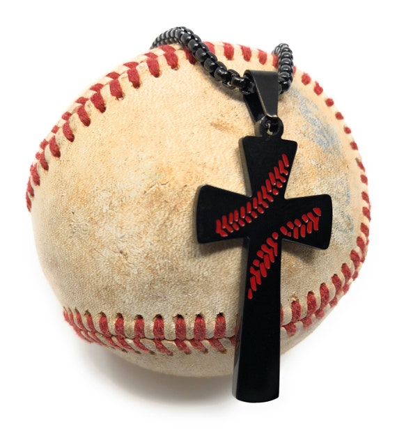 Kids Baseball Necklace Cross Softball 