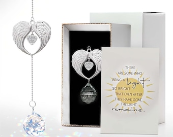 Memorial Gift Box for Loss of Loved One - A Piece of My Heart is in Heaven Clear Crystal Ball Suncatcher, Unique Sympathy Gift Box Idea