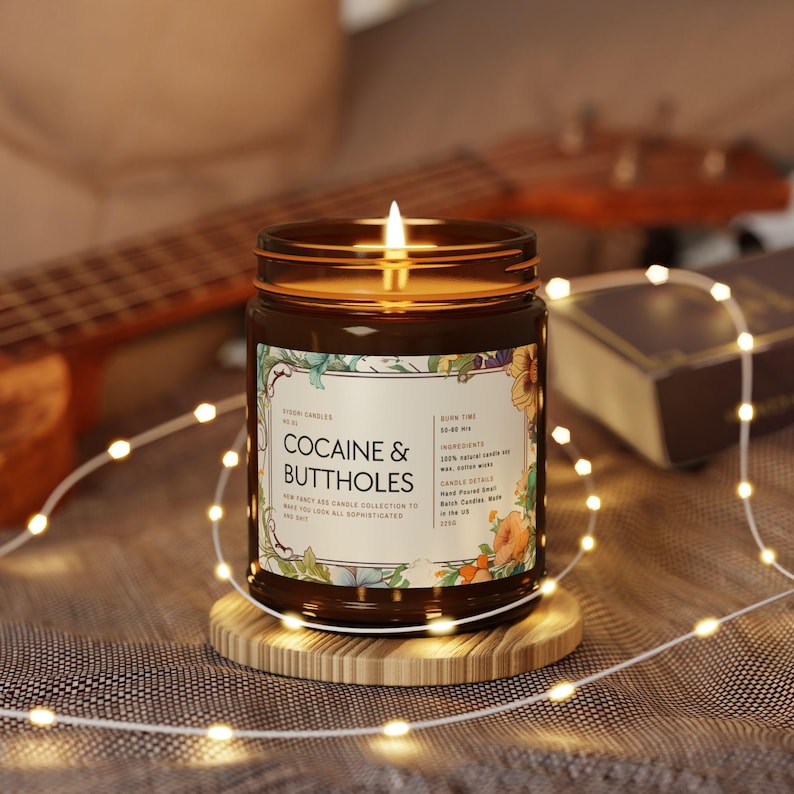 Collection de bougies FUNNY COCAINE and BUTTHOLES - Bougie de soja parfumée, pot d'ambre, cadeau bougie, cadeau amusant image 3