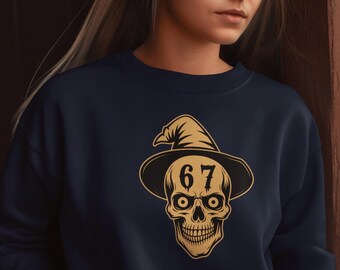 Halloween Skull Crewneck Sweatshirt, Spooky Season Apparel, Festival Clothing, Gift for Halloween Lovers, Gift for Friends, Trick or Treat