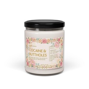 Vela "Cocaína y Culos", divertida vela floral en frasco con etiqueta de rosa, elegante regalo novedoso para adultos. imagen 11