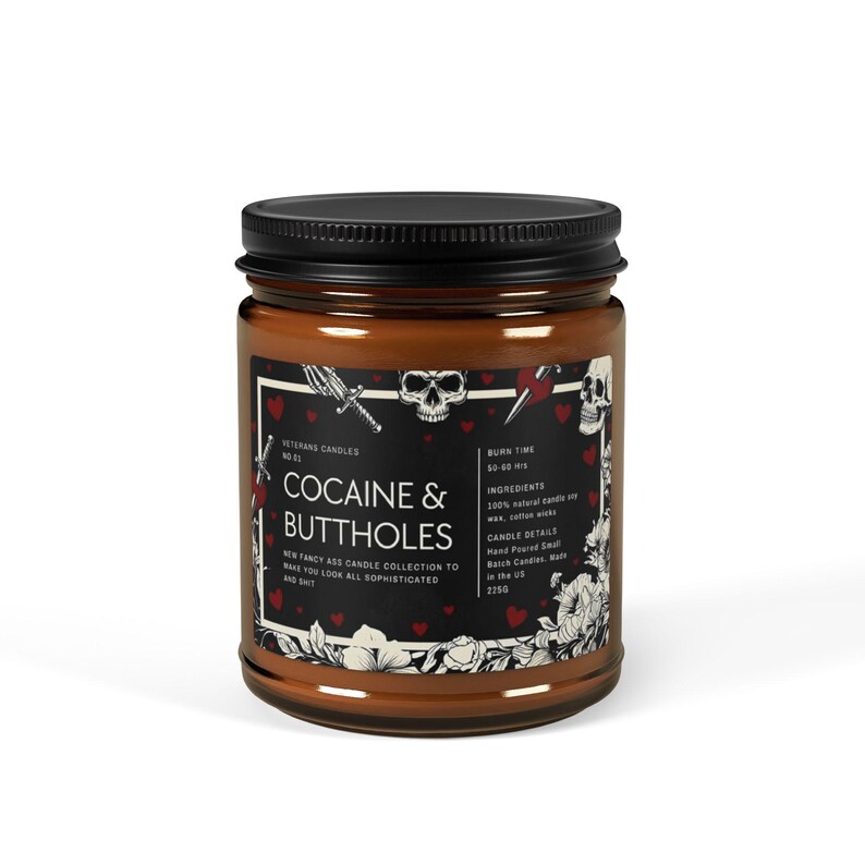 Kokain & Buttholes ljus rolig vuxen humor nyhet burk gåva gotisk hjärtskalle design bild 10