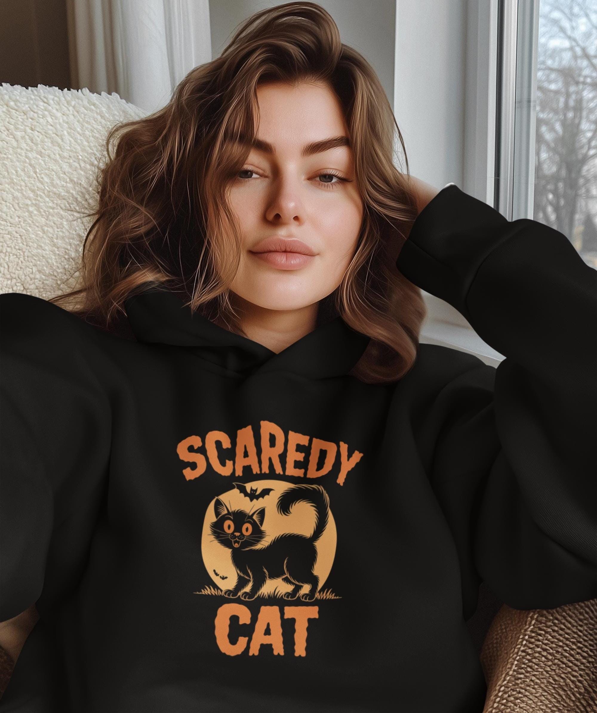Scaredy Cat Hoodie, Funny Sweatshirt Hoodie for Cat Lovers