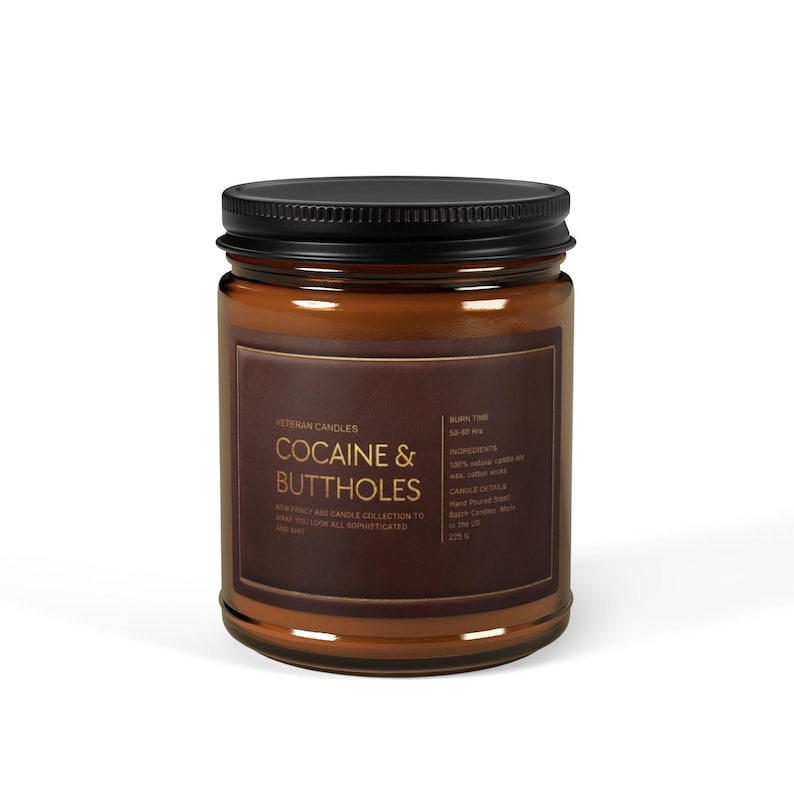 Cocaine & Buttholes Candle | Funny Gag Gift | Soy Amber Jar Candle 9oz | Valentine Gift, Anniversary Day Gift, Adult Humor Gift image 9
