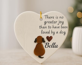 Custom Dog Lover Ornament, Heart Keepsake Gift, Pet Memorial Christmas Decoration, There Is No Greater Joy Quote,