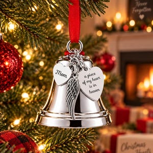 Personalized Mom Memorial Bell Ornament, Christmas in Heaven, Loss of Mother Gift