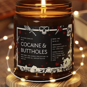 Kokain & Buttholes ljus rolig vuxen humor nyhet burk gåva gotisk hjärtskalle design bild 1